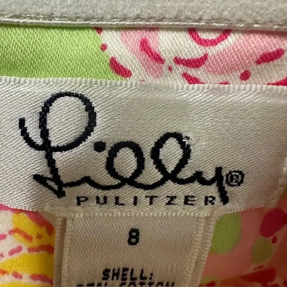 Lilly Pulitzer Strapless Floral Dress Pink Green Cotton Summer Sundress Sz 8 - Picture 13 of 14